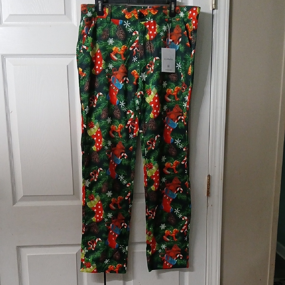Christmas Men's Festive Holiday Print Pants  Sz XL (36" waist)  NWT